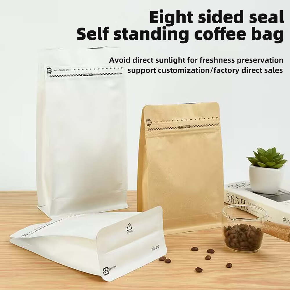 Wholesale compostable biodegradable food packaging bags custom sustainable solutions eco-friendly zipper standing Coffee bags of 50 each