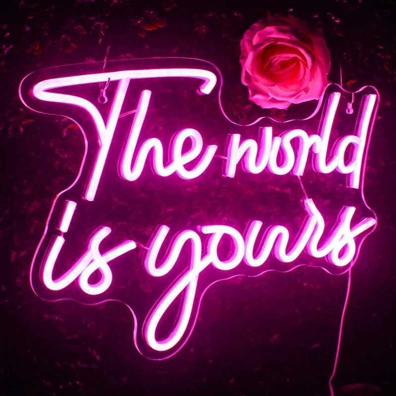 The World Is Yours Neon Sign LED Lights Letter Room Decoration Custom Bedroom Wedding Birthday 5V/12V Bar Club Wall Decor Signs XJ250626