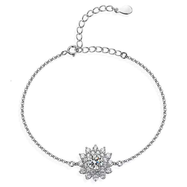 High Quality 925 Sterling Silver Flower Moissanite Tennis Fashion Jewelry Bracelets Bangles for Women Engagement