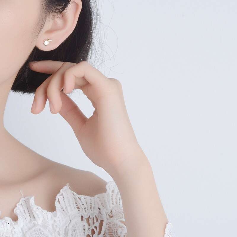DHcollections Miniature Gold Apple Earrings with Pure Sier Posts for Women, Exquisite Simple Versatile Creative Earrings, Korean and Japanese Style Ea