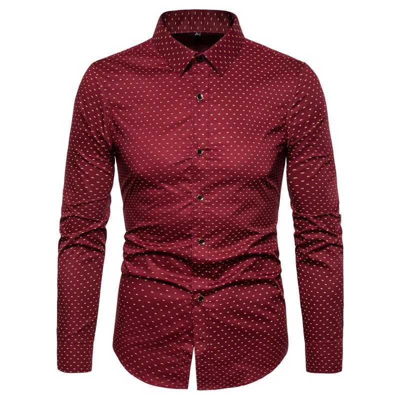 Printed long-sleeved shirt mens casual cotton non-iron shirt W250627