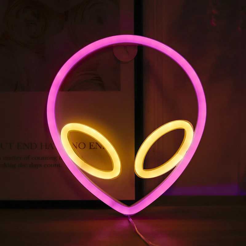 Alien Neon Lights LED Signs Light Atmosphere Lamp for Kids E-sports Room Camping Hotel Shop Game Art Home Decor XJ250626