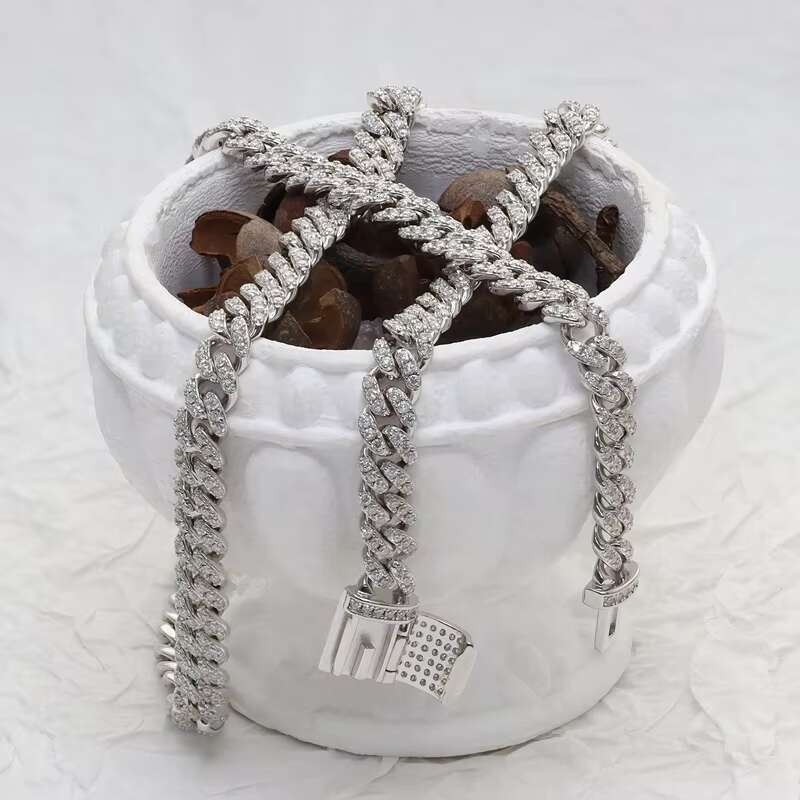 6mm 8mm 10mm Width Hip Hop Moissanite Cuban Chain Necklace Sterling Silver925 Iced Out Moissanite Miami Cuban Link Chain