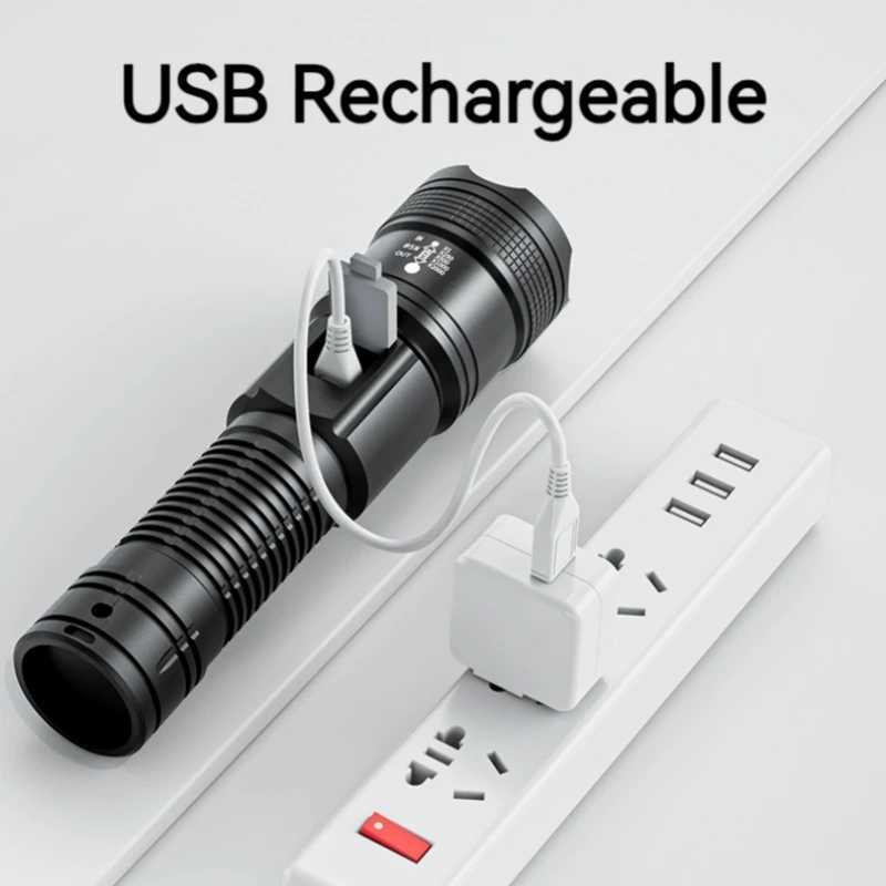 Smiling Shark SD5242 Rechargeable Flashlight P50 LED Handheld Torch Zoomable 1200mAh Tactical Lantern for Outdoor Camping W250701