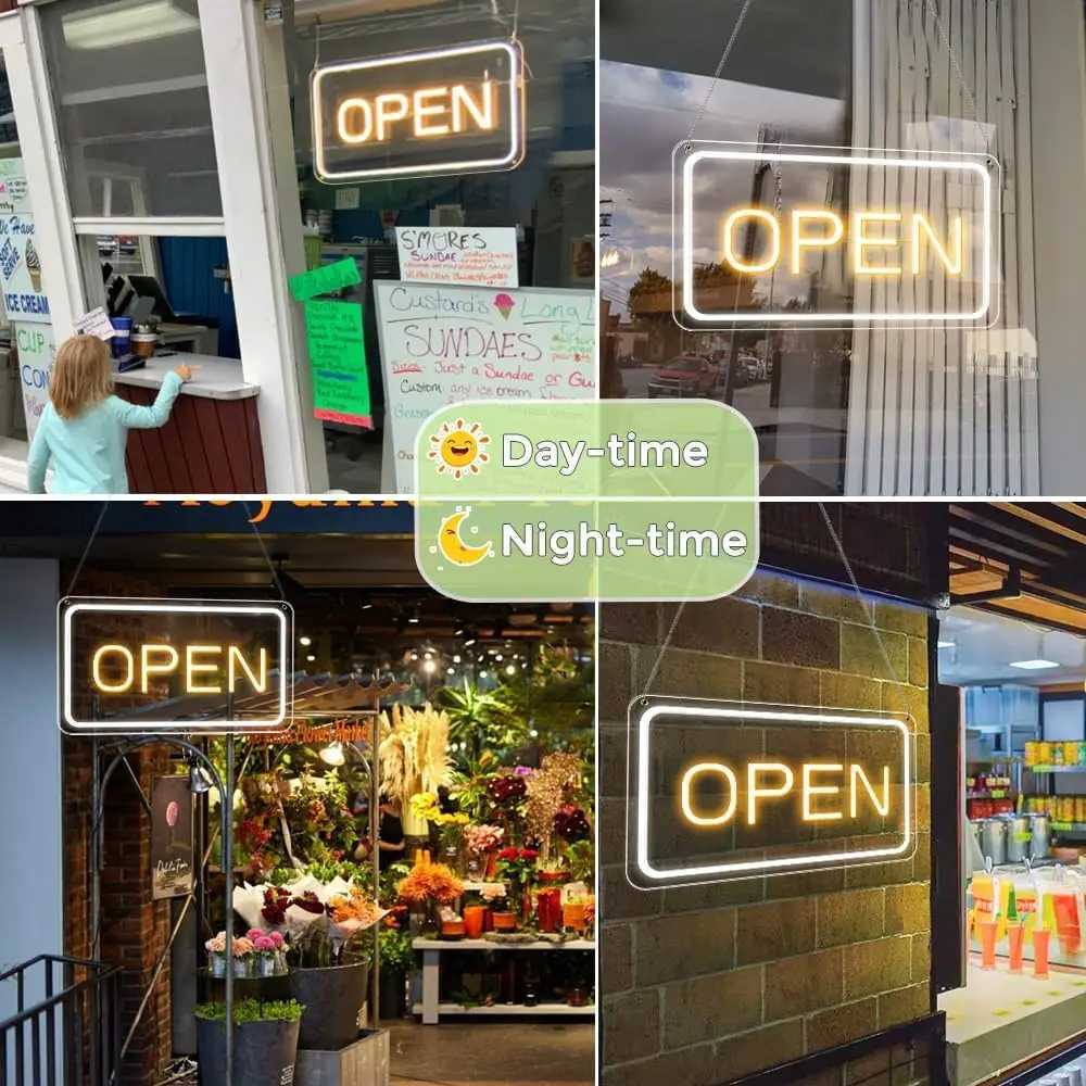 Open Signs for Business LED Neon Open Sign Light Up Open Signs for Bars Stores Coffee Shop Hotel Window Outdoor 16x 9 XJ250626