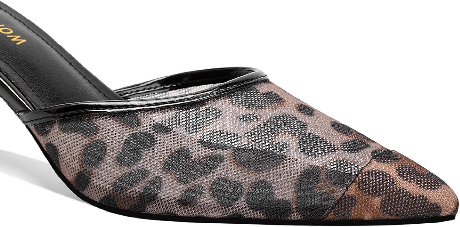 Lanjia Mesh Backless Mules Pumps Comfy Slippers Evening Dress Sandals Pointed Toe Women Shoes Detail In Heels Af A C