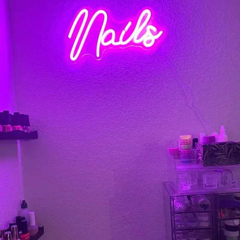 1pc PS Nails Neon Light Creative Letter Design LED Neon Light Sign For Home. Nails Studio Salon XJ250626