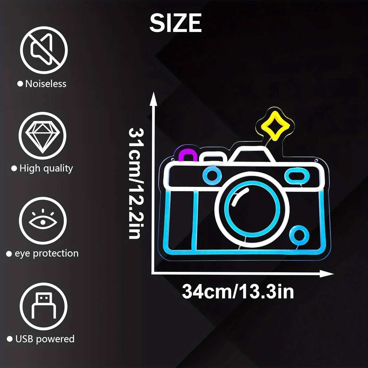 Photography camera neon lights LED neon lights photography room neon signs as wall decor bedroom family boy girl room decoration XJ250626