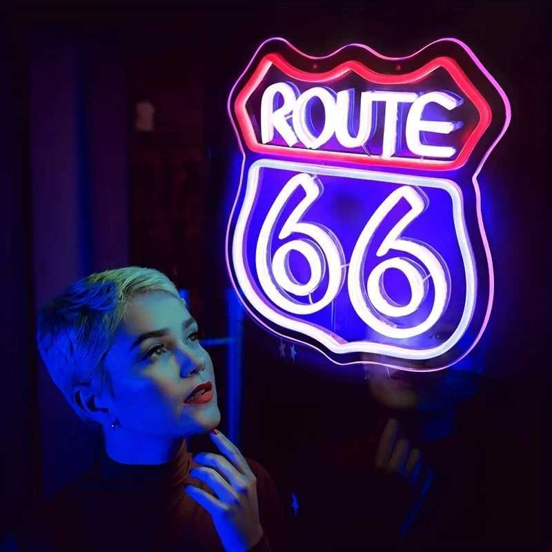 Historic Route 66 Neon Sign Home Art Man Cave Neon Lights For Bedroom Home Office Hotel Cafe Recreation Room Wall DecorXJ250626