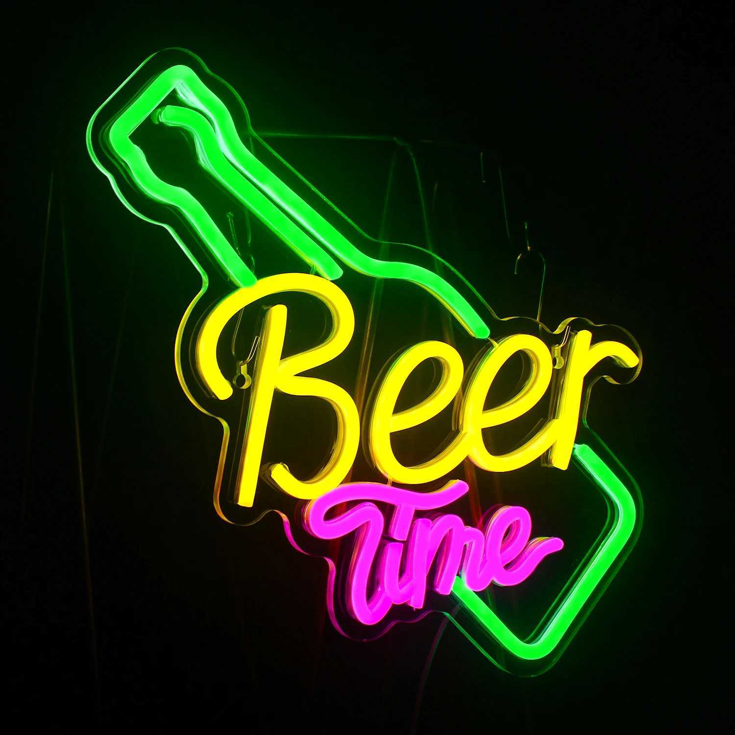 Beer Time LED Neon Sign Shop Bar Restaurant Hotel Decorative Light Neon Bedroom Wall Kitchen Personalized Decor Night Light USB XJ250626