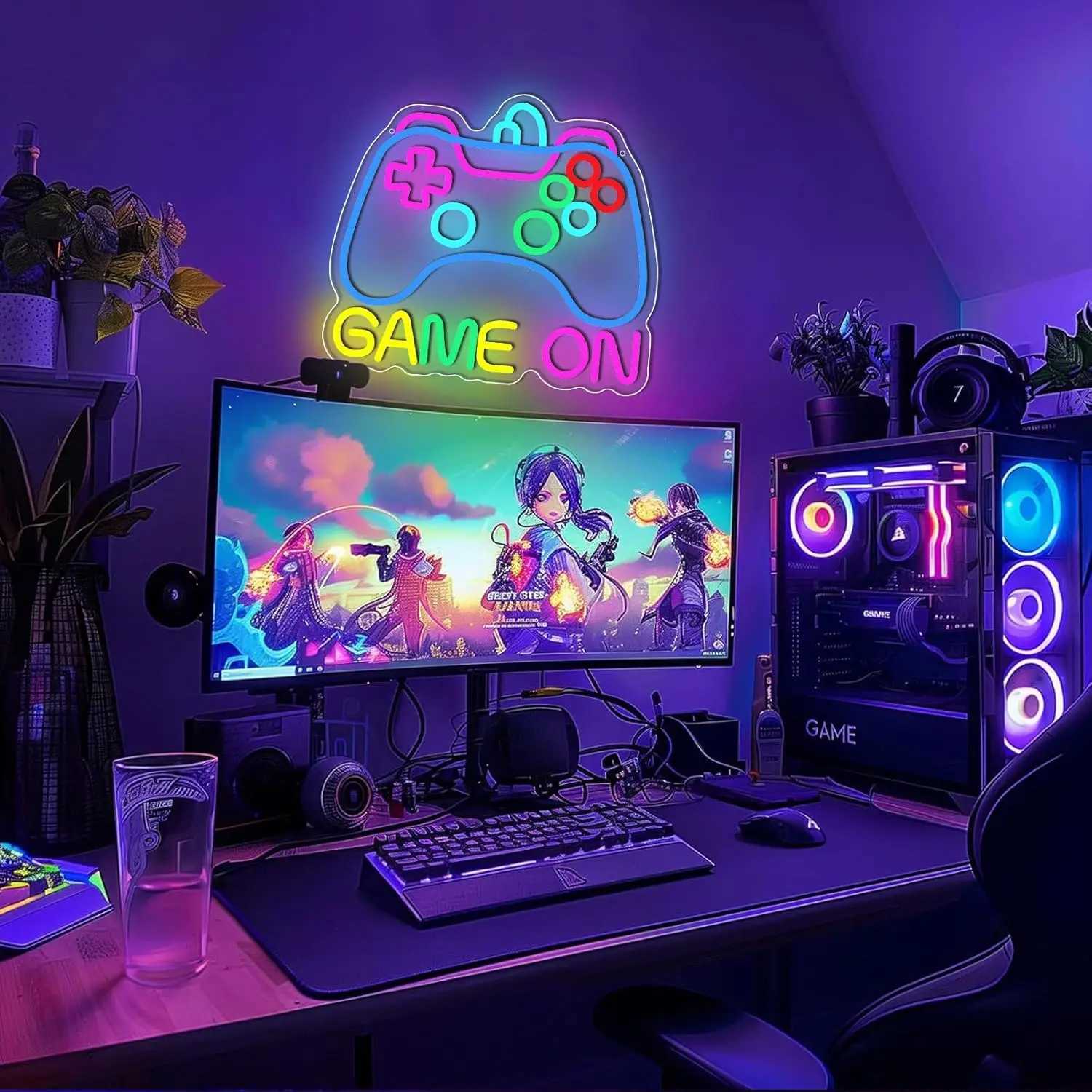 Gaming Neon Sign USB Dimmable Neon Light Sign LED Game Controller Sign for Bedroom Game Room Man Cave Wall Art Decor GiftXJ250626