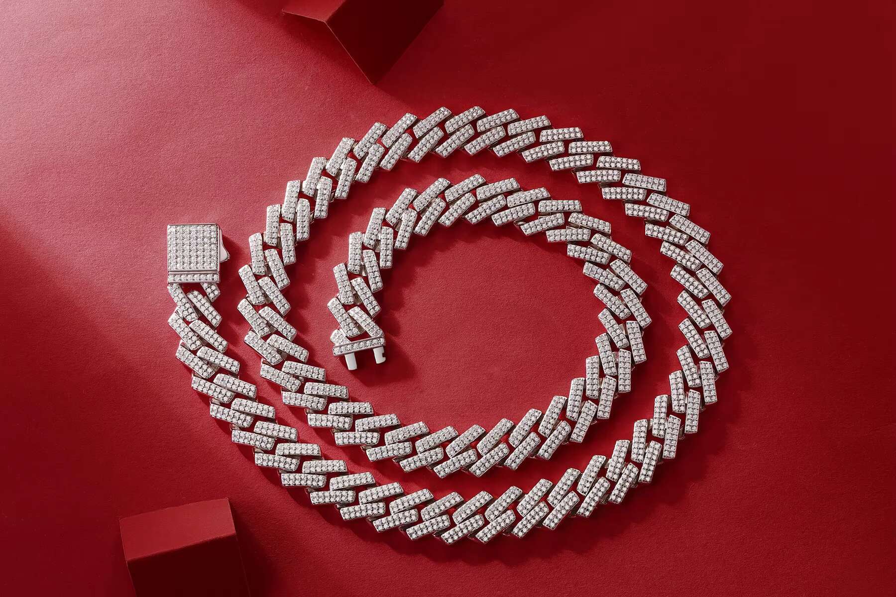 14MM Moissanite Cuban Necklace for Men - 925 Sterling Silver Jewelry Wholesale