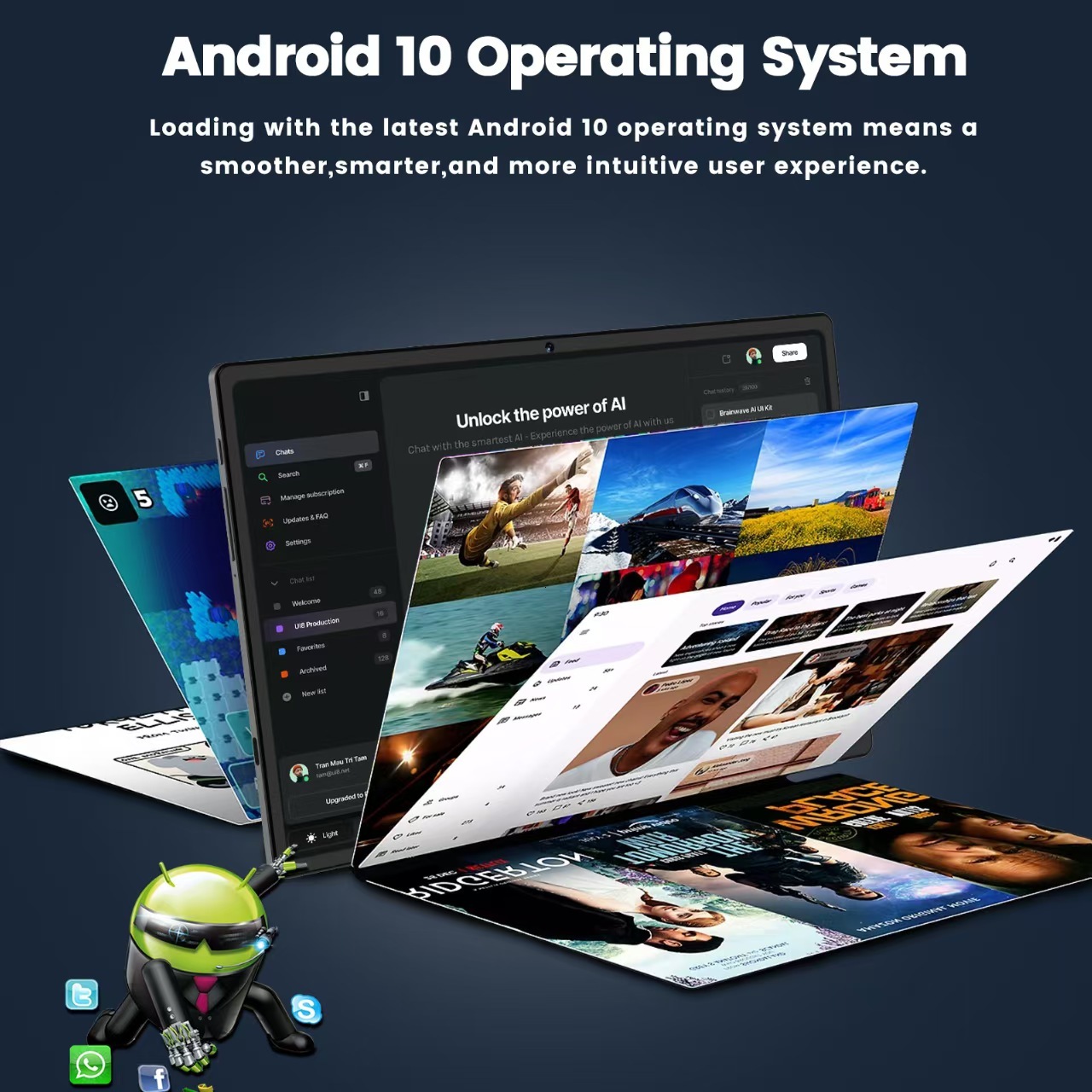 S10 Ultra Large Screen Tablet with Built-in Camera - High Resolution Display & Bluetooth Keyboard Support