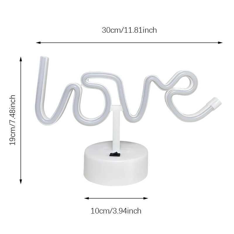 LOVE Neon Signs with Base LED Night Light Romantic Atmosphere Lamp for Wall for Lover Wedding Birthday Party Home Decor XJ250626