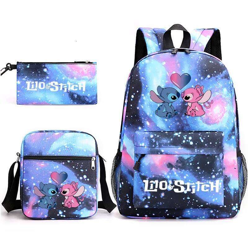 Sports Lilo Kids Backpack Cartoon Print Pencil Case Boy Girl Shoulder Bag Children School Bags