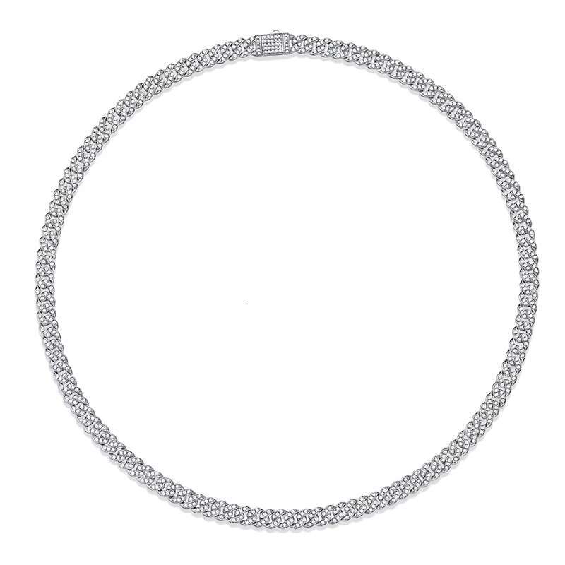 Zanlong 12763 Ready to Ship 8mm Hip Hop Ice Crystal Jewelry 925 Sterling Silver D-vvs1 Diamond Moissanite Cuban Link NECKLACE