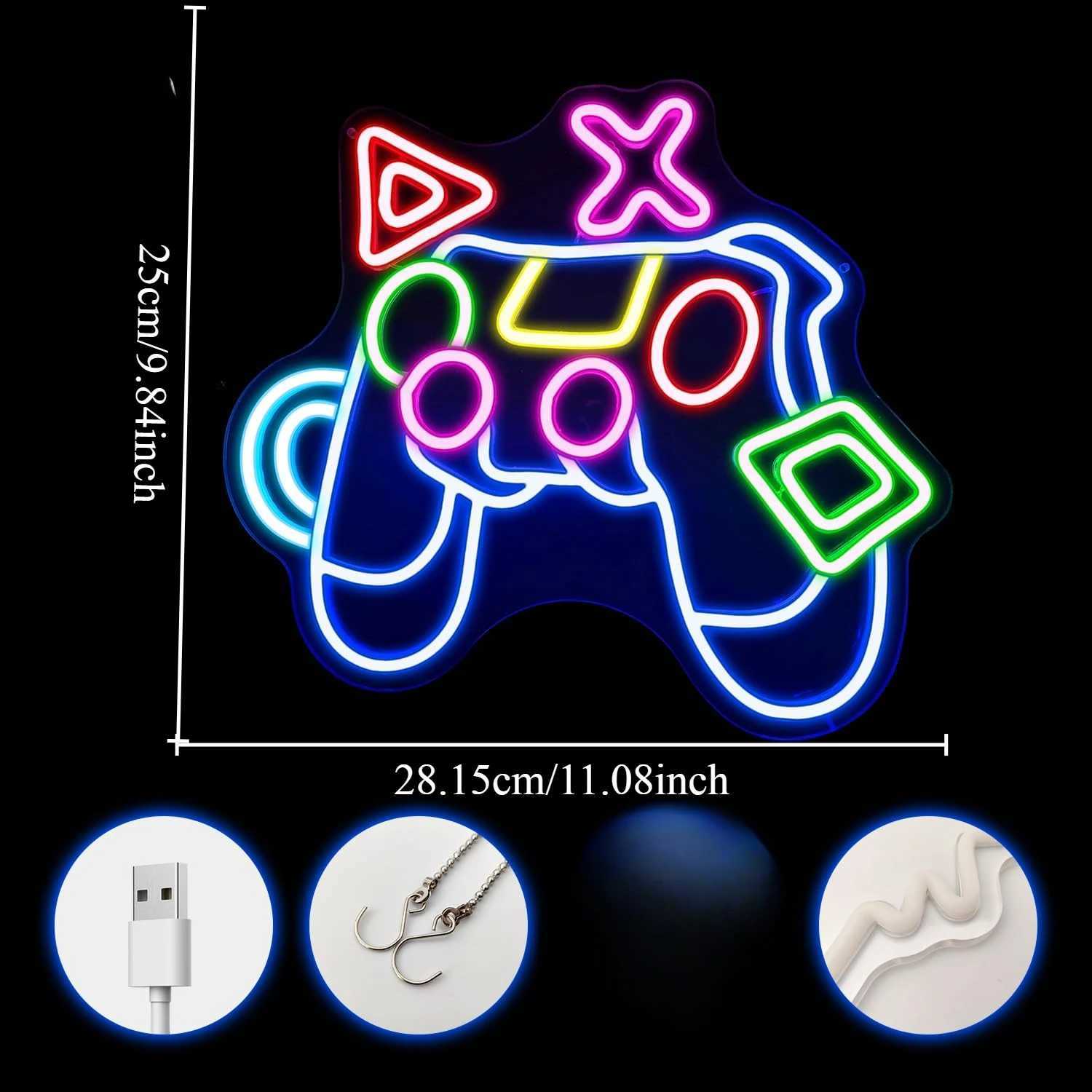 Game Neon Sign LED Neon Light for Wall Decor USB Powered for Bedroom Bar Shop Game Room Man Cave Decor Gift for Game Lover XJ250626