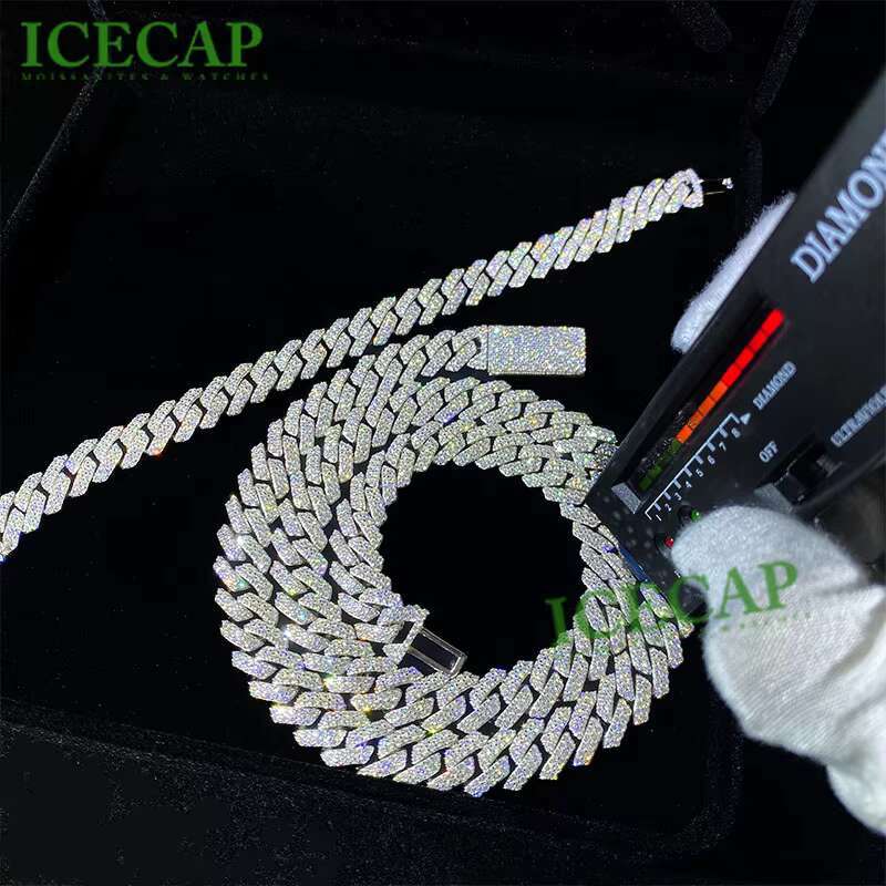 Hip Hop High Quality 925 Silver Iced Out Chain VVS Moissanite 18K Gold Plated Fine Jewelry Cuban Necklaces