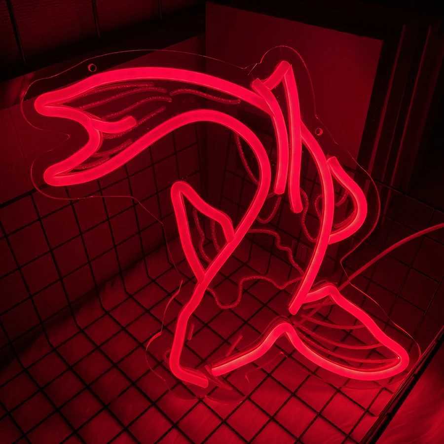 Fish Neon Sign Koi Carp Neon Lights Japanese Fish Led Neon Red Lucky Fish Neon Signs for Wall Decor for Bar Restaurant Office XJ250626