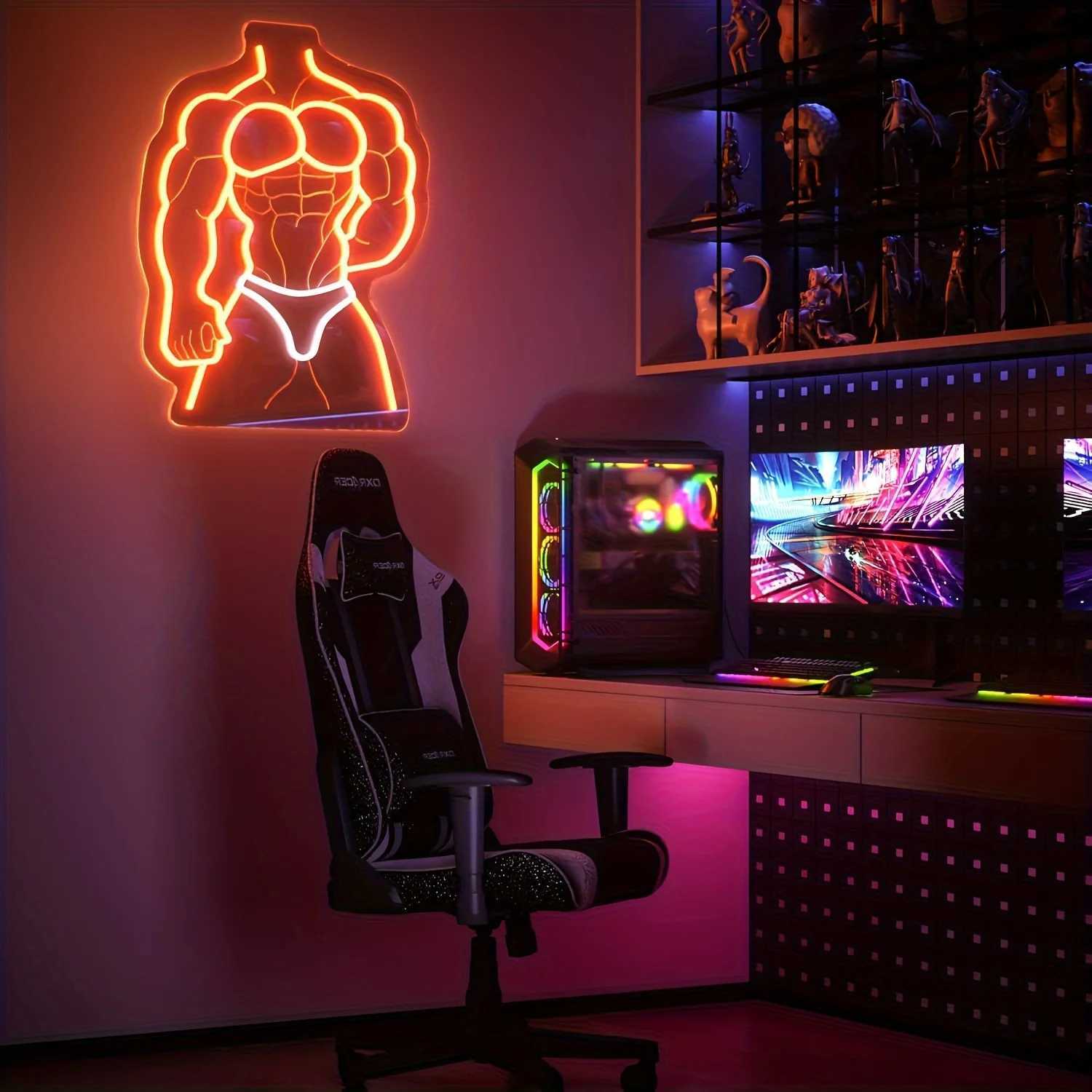 Muscle Man Neon Signs USB Powered Abdominal Muscle LED Neon Light Wall Decor For Bar Man Cave Fitness Room Bdedroom DecorationXJ250626