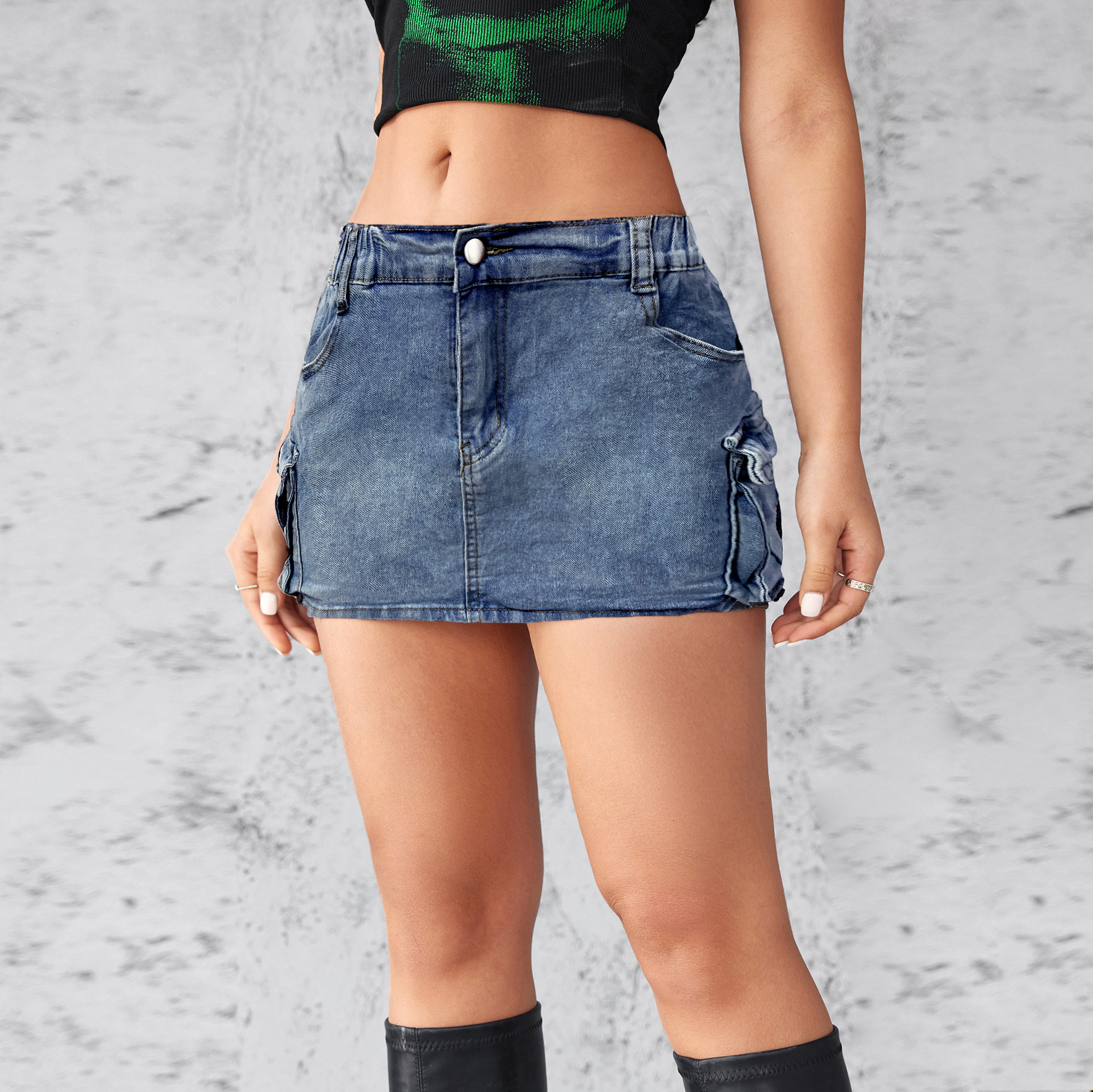 Summer New Ladies Cowboy Skirt Europe and the United States 2025 Cowboy HalfBody Skirt Retro Elastic Slim Work Short Skirt R250627