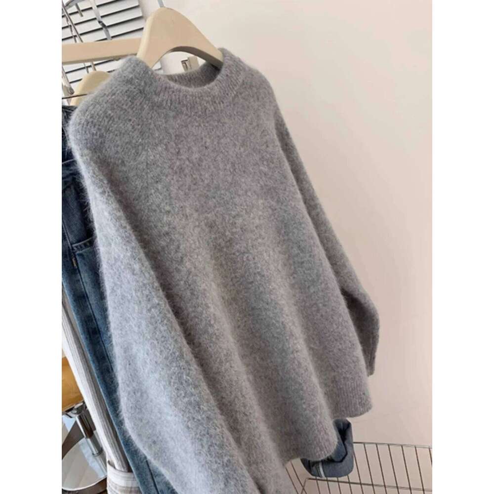 Soft Waxy Skin-Friendly Round Neck 100 Pure Cashmere Women's Pullover Fall And Winter New Loose Wool Knit Bottom Sweater
