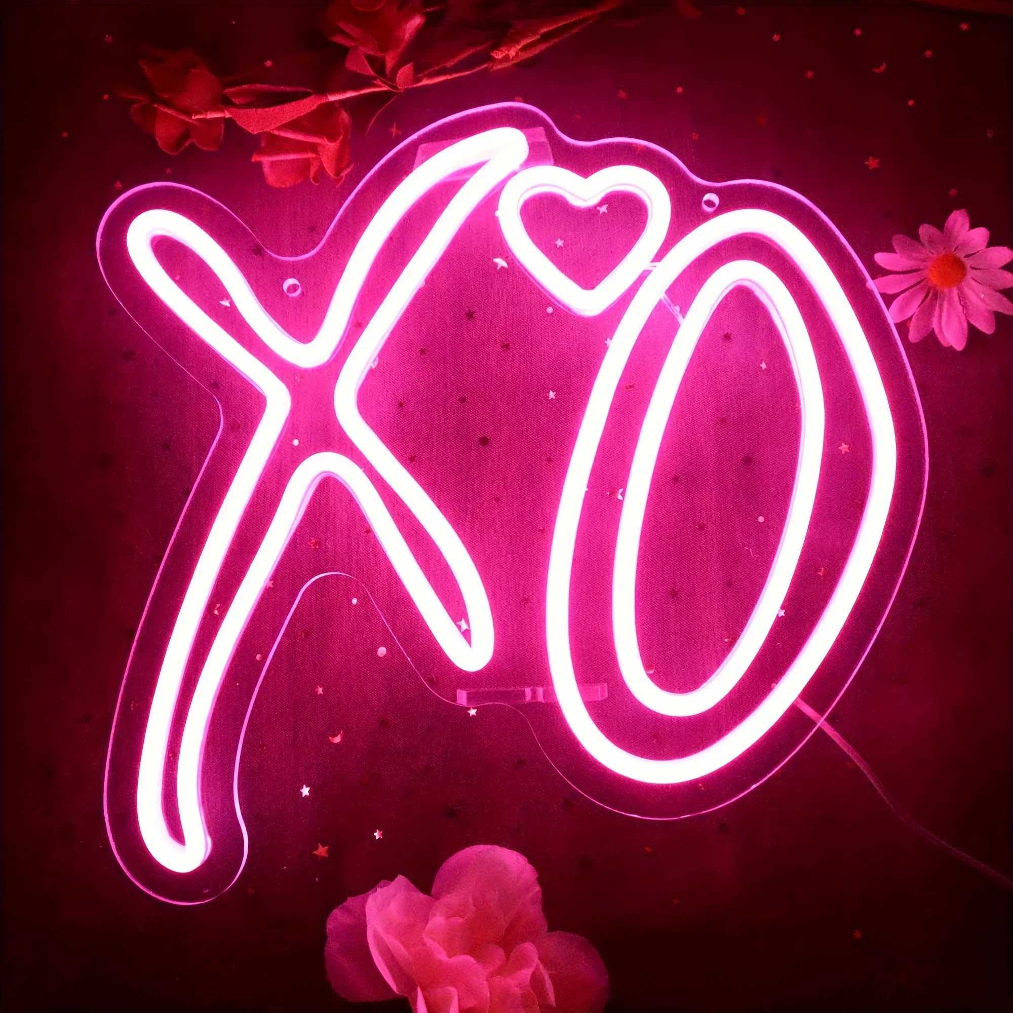 XO Heart Neon Signs Light For Wall DecorLED Signs For Bedroom Love Signs Wedding Wall Hanging Neon DecorXJ250626