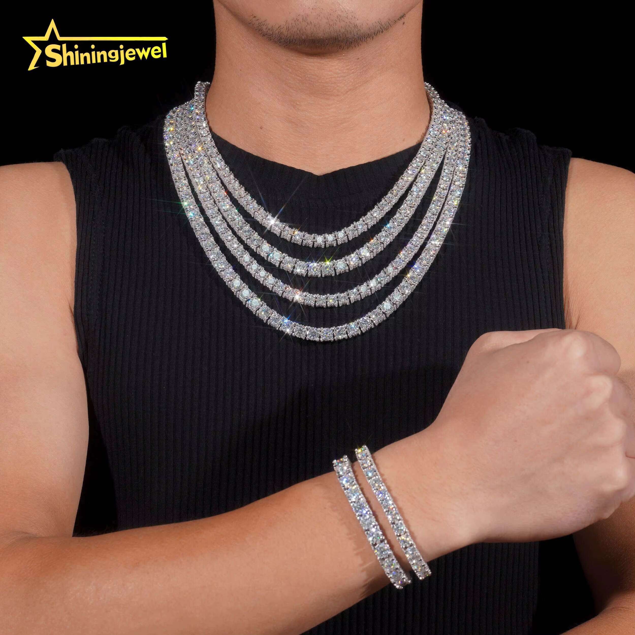 Street Hip Hop 5mm 6.5mm Moissanite 925 Sterling Silver Table Tennis Necklace for Men for Boyfriends Gift