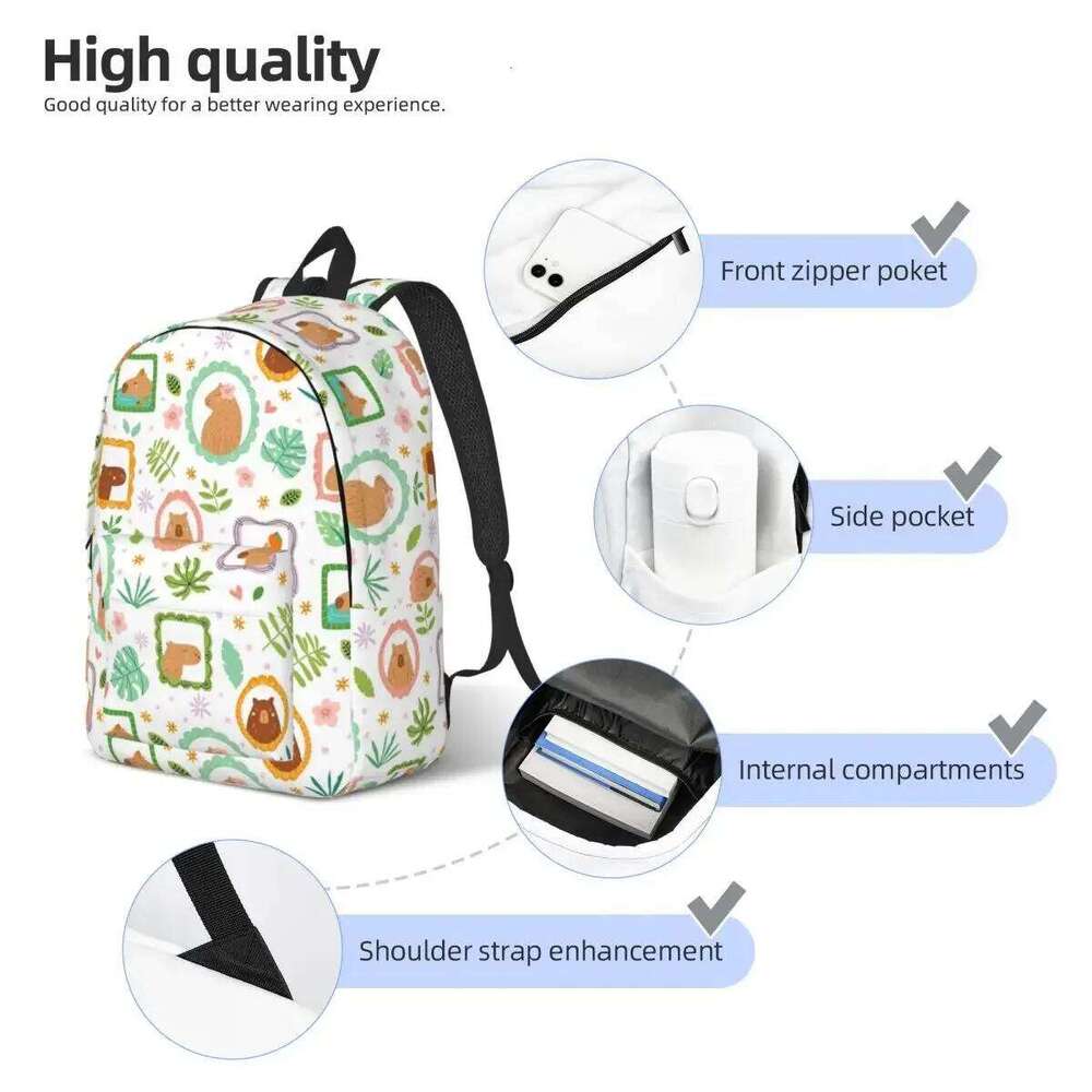 Kawaii Capybara Cartoon Cute for Men Women Student School Bookbag Daypack Elementary High College Sports