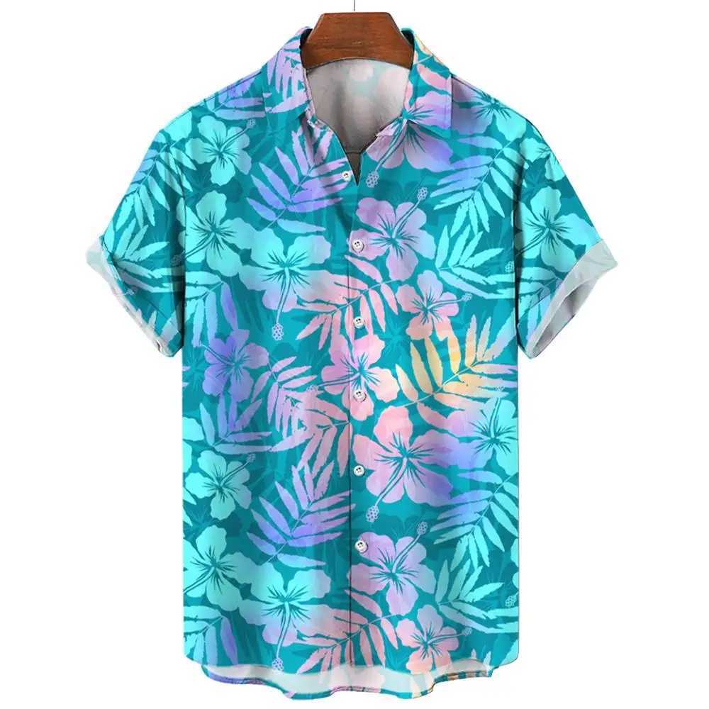 Mens Shirt Summer New Hawaiian Shirt Casual Shirt Beach Shirt Short Sleeve Flower Plant Lapel Hawaiian Holiday Clothing Apparel W250627