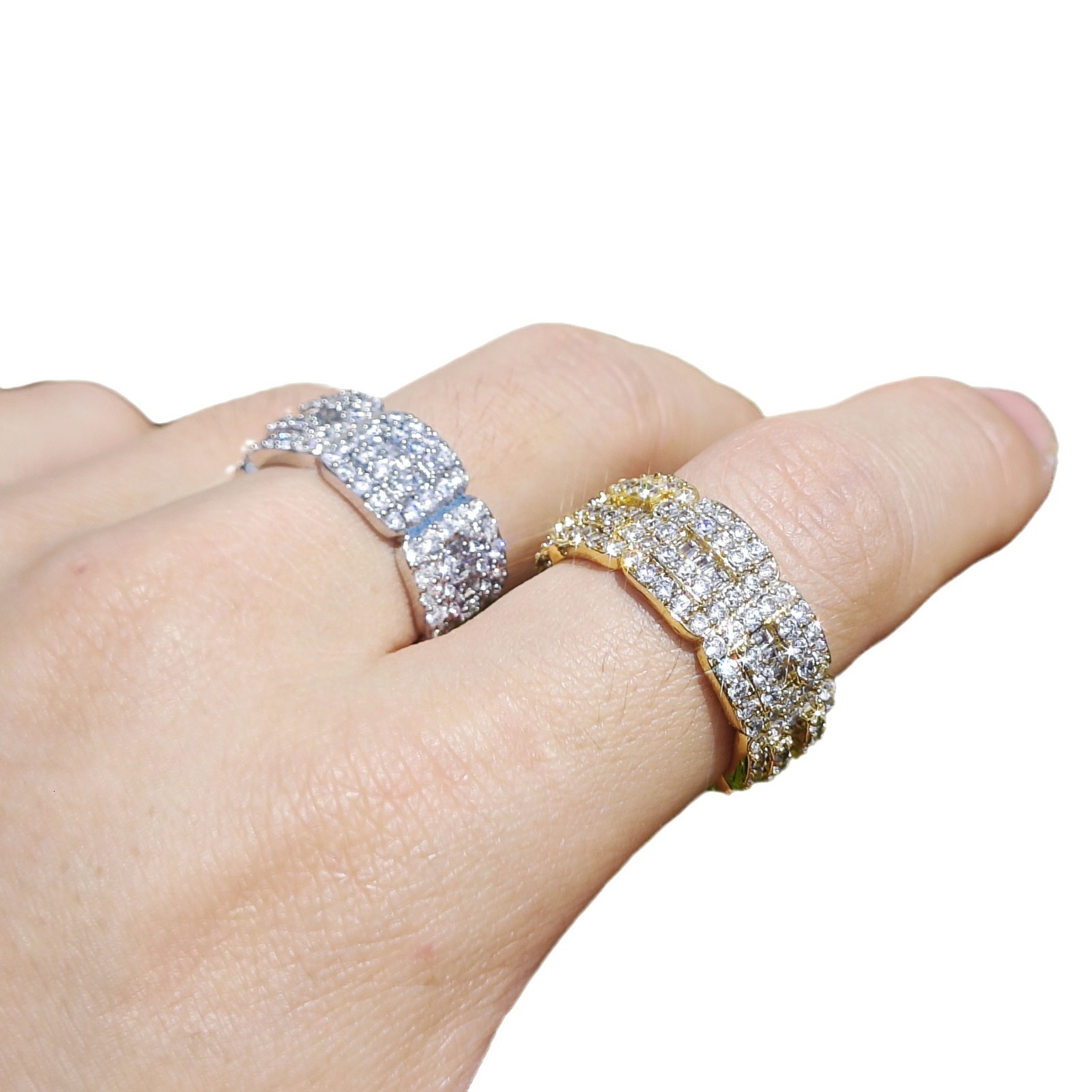 Luxury VVS Moissanite Iced Out Hip Hop Men's Statement Ring Edgy Bling Candy-like Jewelry Passes the Diamond Tester