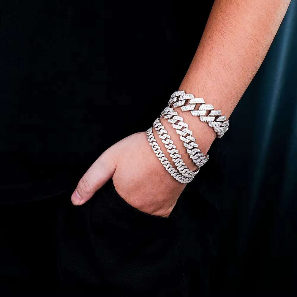 14MM Wholesale Vvs Moissanite Clover Cuban Bracelet Link Chain Men Women Custom Hip Hop Style Iced Out Cuban Necklace Fine Jewelry