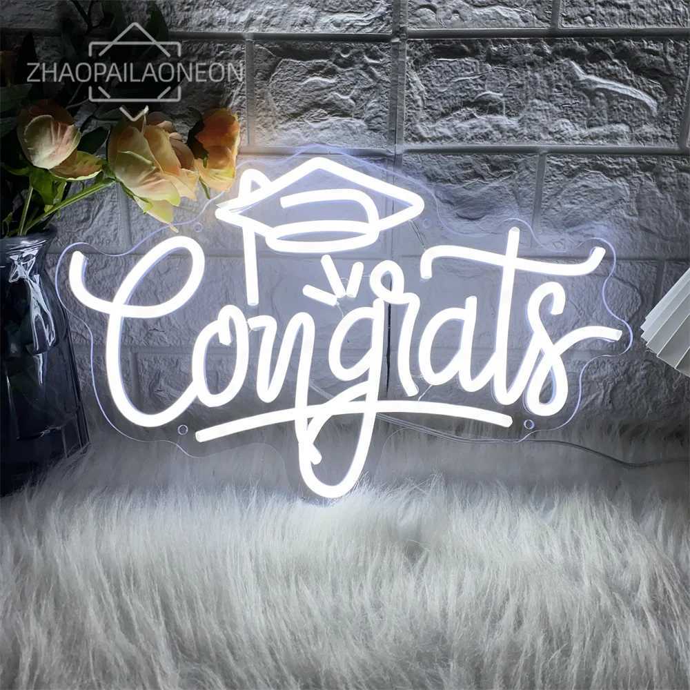 Congrats Neon Sign Wall Hanging Room Decor 2024 Doctor Master Graduation Ceremony LED Neon Lights USB Graduat Decoration SignsXJ250626