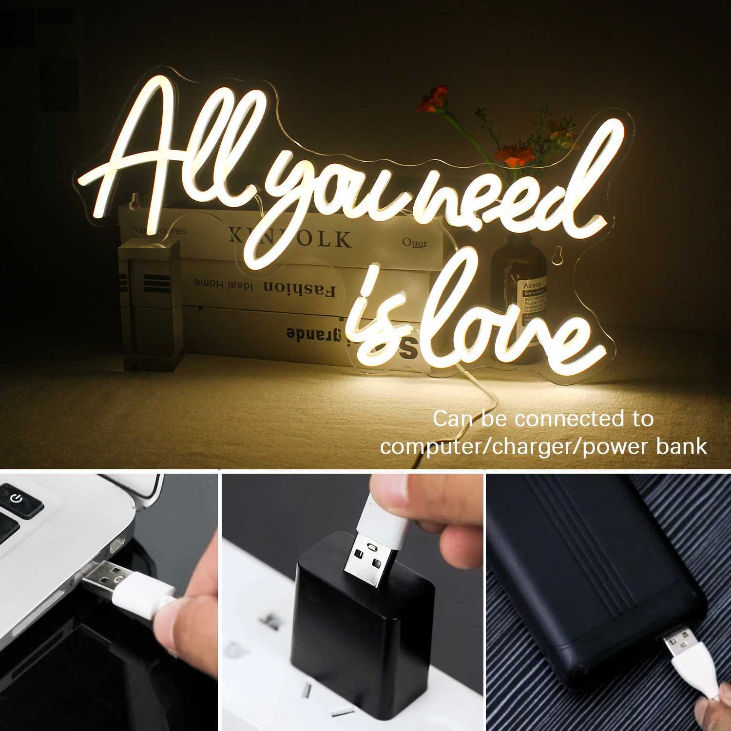All You Need is Love Neon Sign Custom LED Light Bedroom Wedding Party for Decoration Wall Hanging Neon Art Decor Night Lights XJ250626