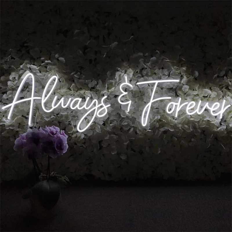 Always Forever Neon Led Sign Room Decoration Marriage Wedding Boda Romantic Letter Wall Light Dimmable Lamp Aesthetic DecorXJ250626