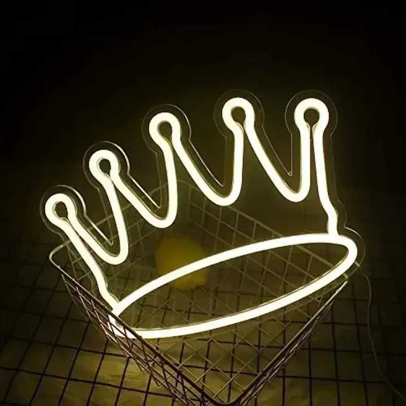 Crown Led Neon Sign Warm White Wall Decor Neon Signs for Wall Decor Kids Room Girls Bedroom Apartment Birthday Party Decoration XJ250626