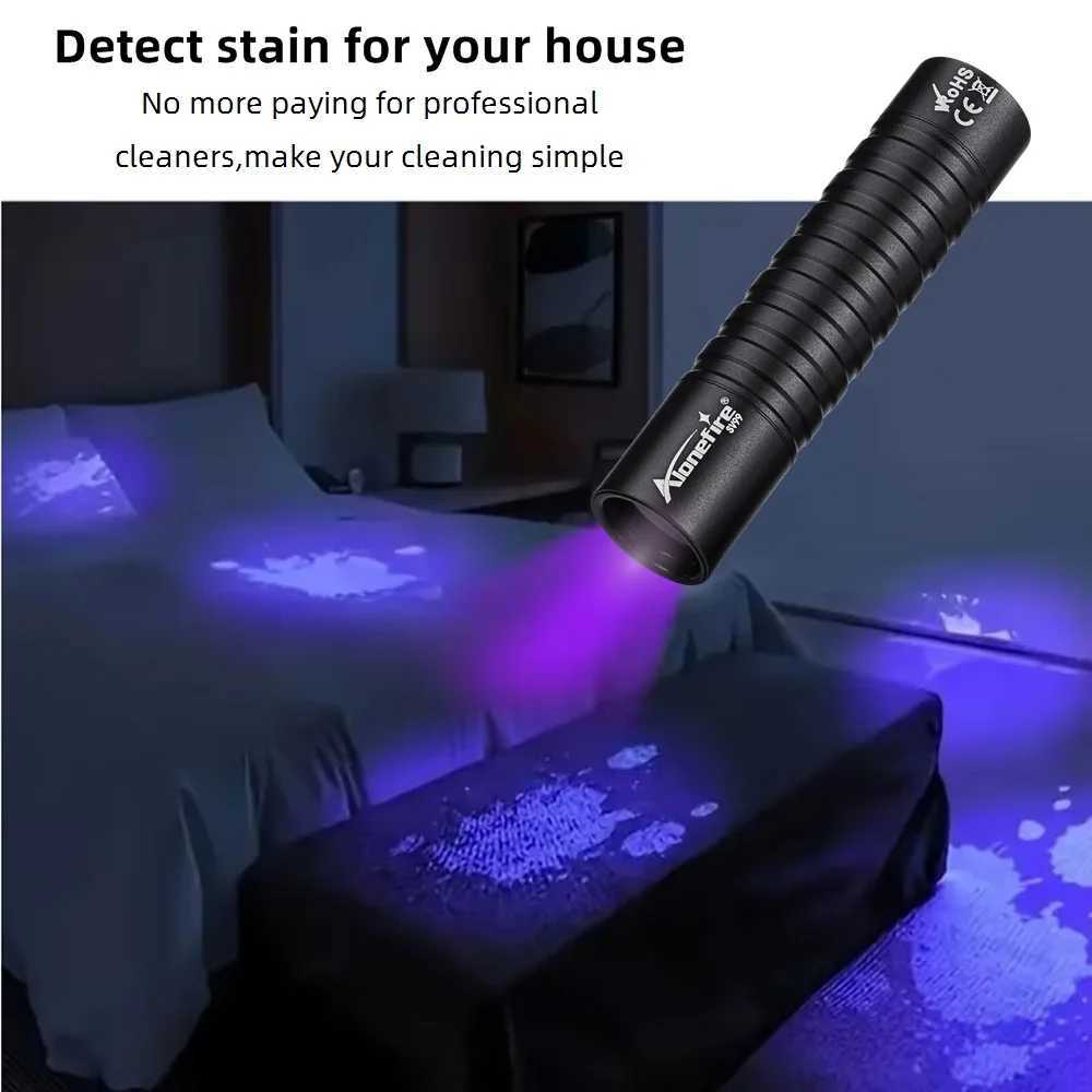 Mini 365 395nm UV Flashlight USB Rechargeable Blacklight Torch Cat Dog Urine Tinea Marker Money Ore Scorpion Leakage Check Lamp W250701