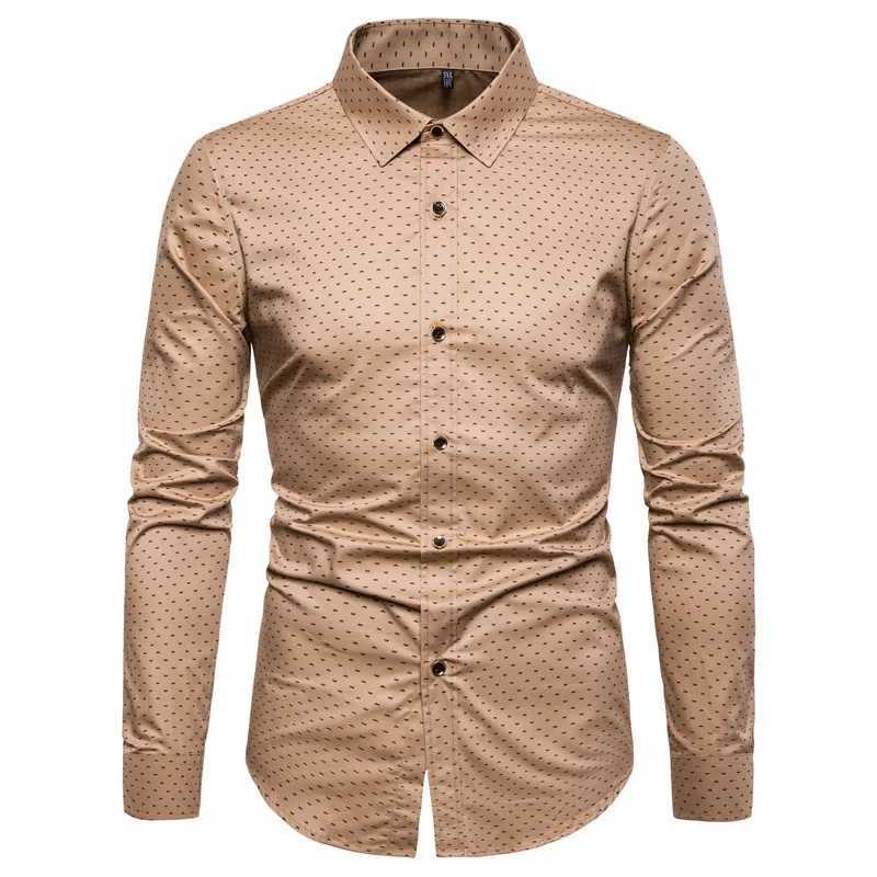Printed long-sleeved shirt mens casual cotton non-iron shirt W250627