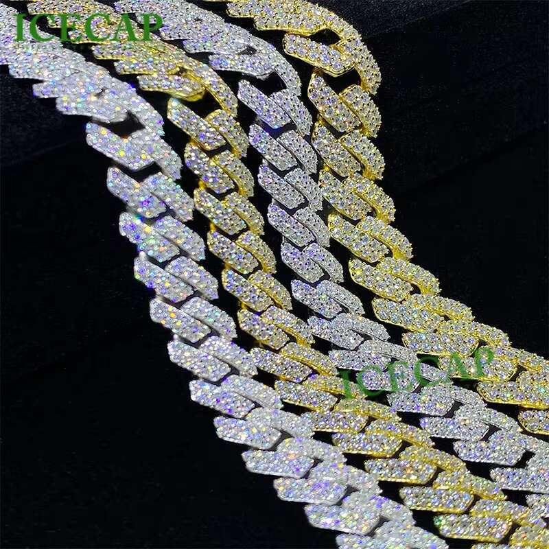 Hip Hop High Quality 925 Silver Iced Out Chain VVS Moissanite 18K Gold Plated Fine Jewelry Cuban Necklaces