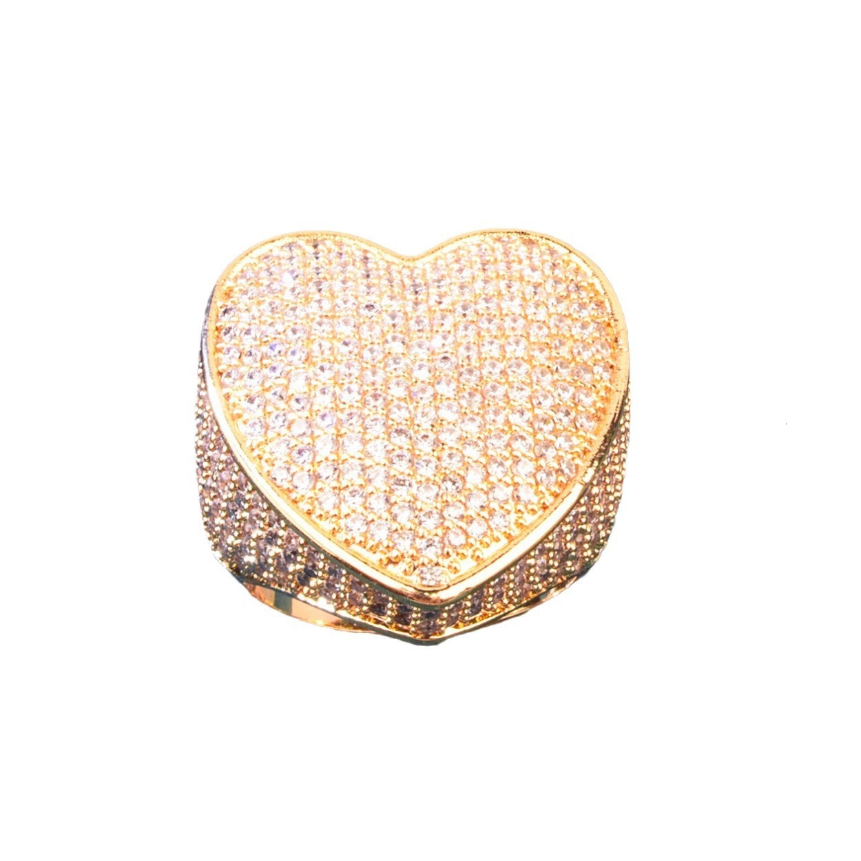 Tingjie Street Style Hip-Hop Ins Romantic Big Heart Ring Fashion Jewelry Accessories Pass the Diamond Tester