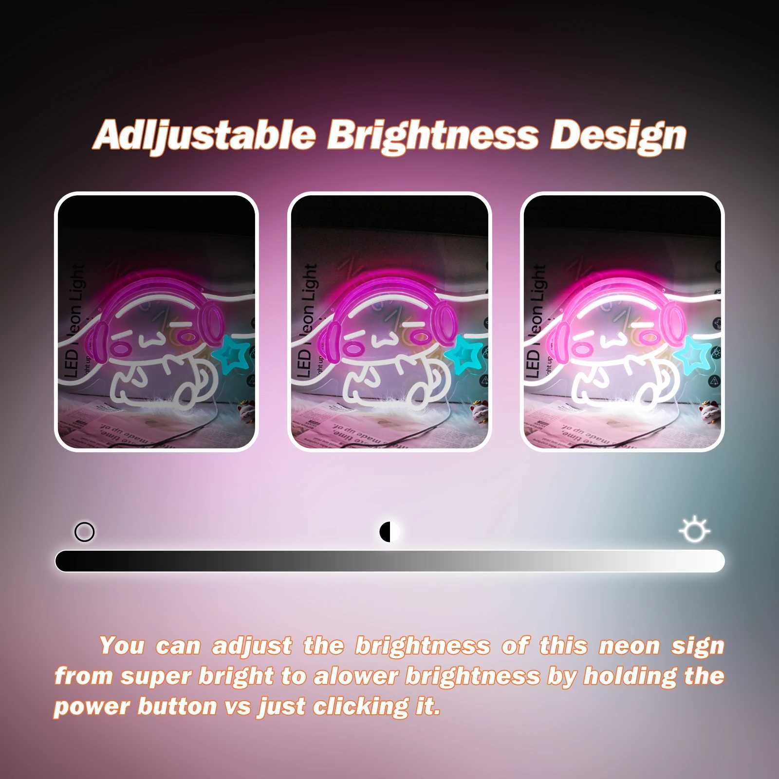 UponRay-Anime Neon Sign Cute LED Neon for Bedroom Game Room Apartment Cartoon Character Dog Home Room Decor Gift for KidsXJ250626