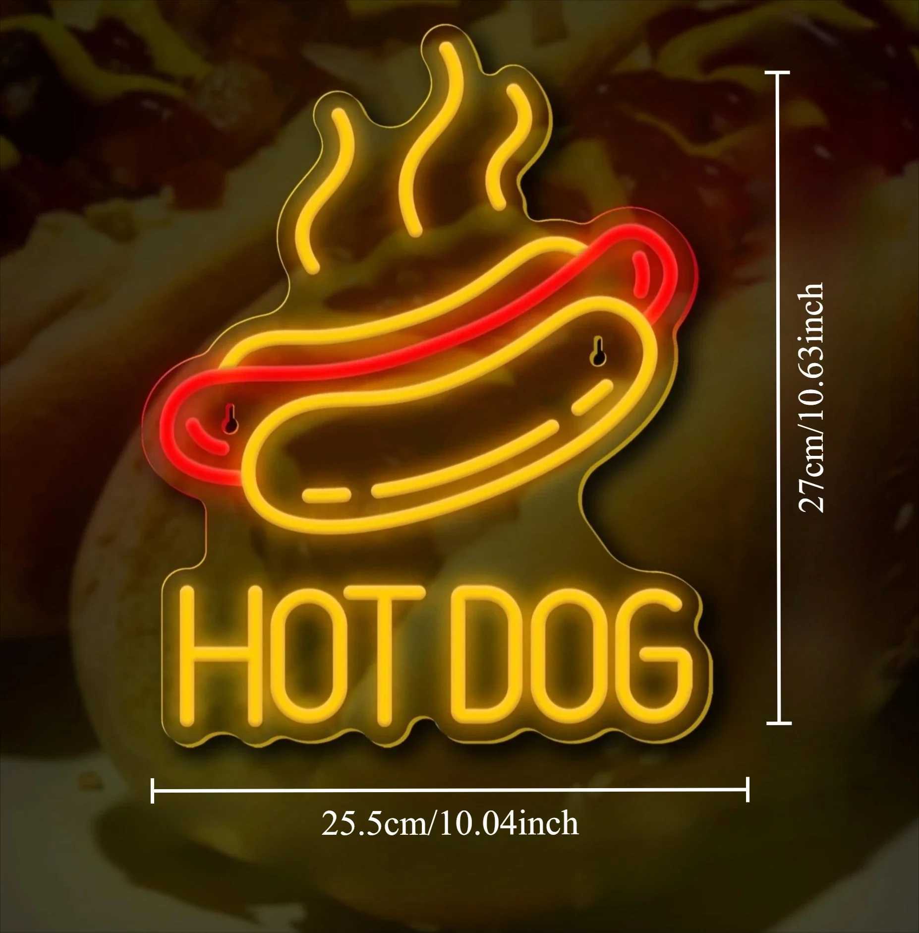 Hot Dog Neon Sign Adjustable Brightness LED Wall Hanging USB Switch Control Bedroom Restaurant Fast Food Shop Decor Unique GiftXJ250626