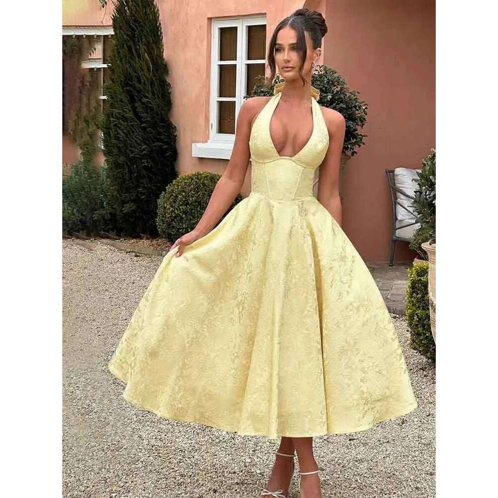 NIDANSSI White Jacquard Pleated Evening Party Women Robes Backless Elegant Sexy Bodycon Long Summer Dress Vestidos