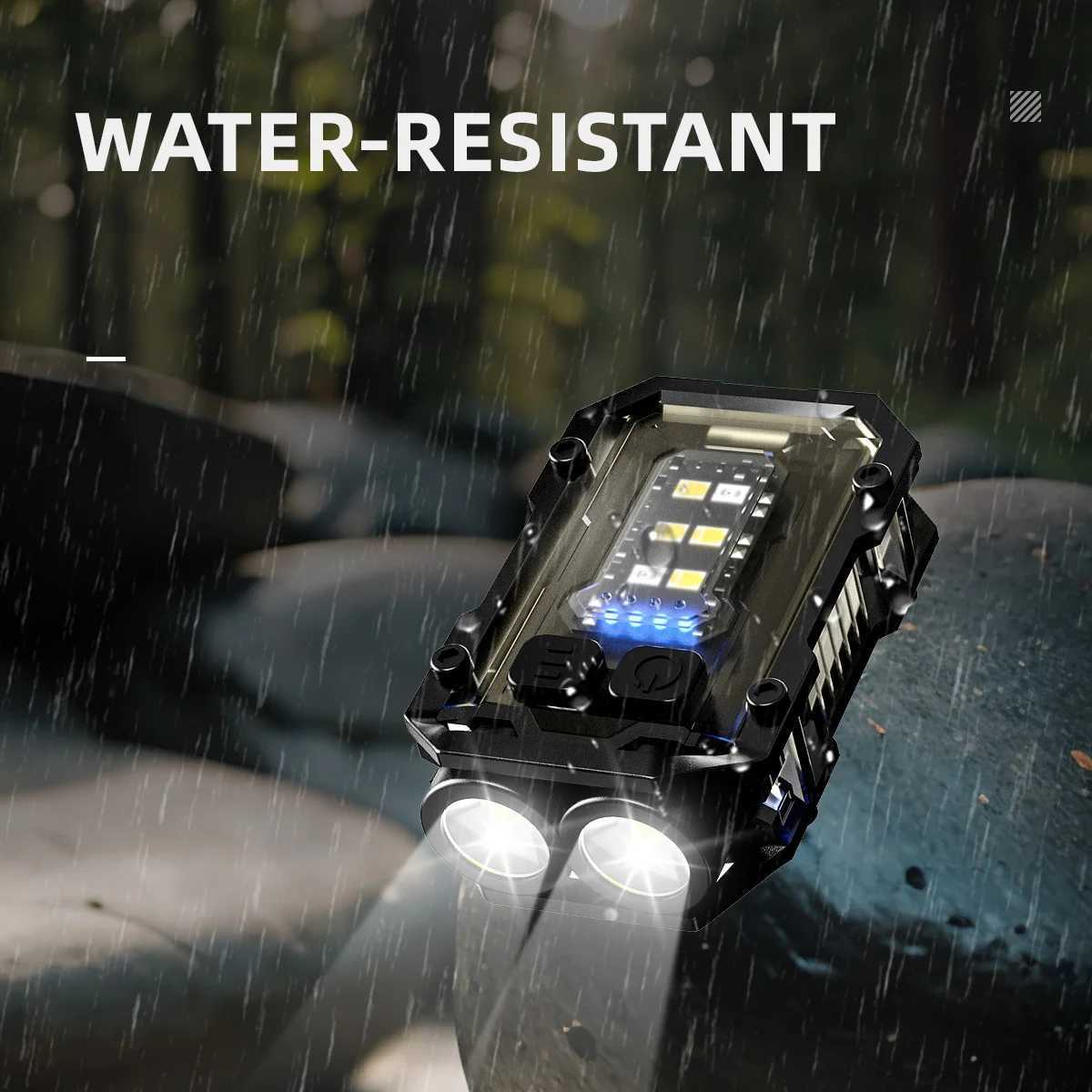 WARSUN Mini LED Flashlight SQ10 Rechargeable Keychain Torch Light with Clip Headlight for Outdoor Camping Hiking Emergency W250701