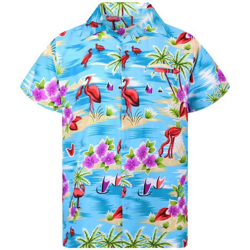 Mens shirt lapel summer short-sleeved Hawaiian personalized pattern 3D printing daily casual work vacation comfortable design W250627