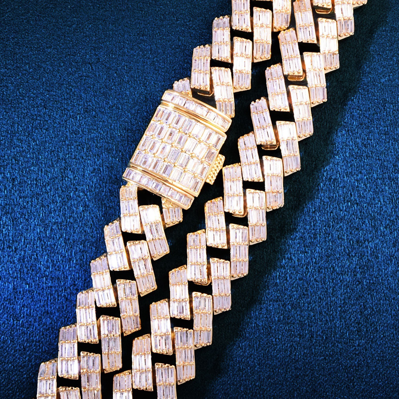15mm Luxury VVS Moissanite Full Step Cut Iced Out Hip Hop Cuban Chain Edgy Trendy Versatile Bracelet Necklace Passes the Diamond Tester