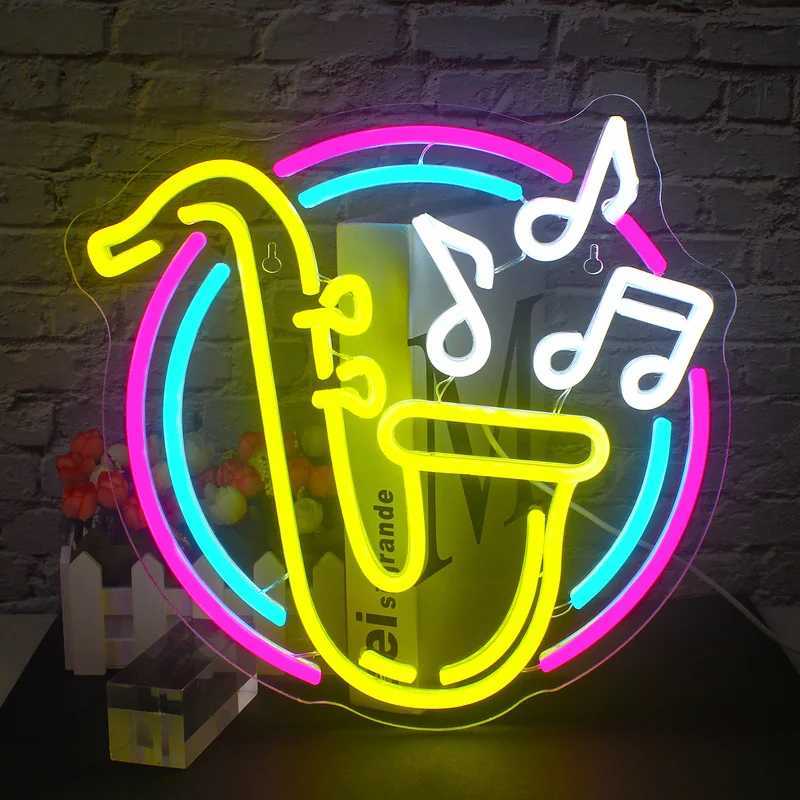 Jazz Saxophone Led Neon Sign Dimmable Lights Live Music Wall Decor Art Signs Room Decoration Studio Bar Club Party Light Up SignXJ250626