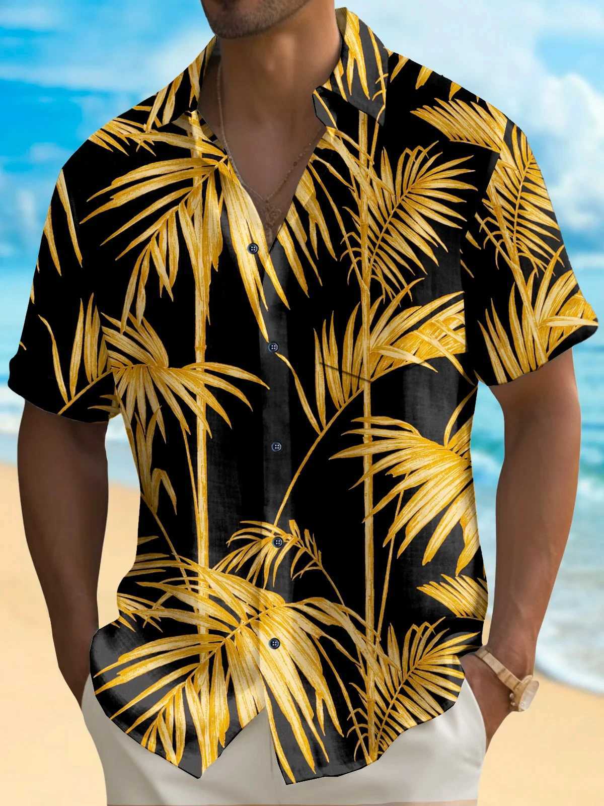 Summer Coconut Tree Palm Tree Surfing Hawaiian Mens Hawaiian Shirt Street Casual Summer Turndown Short Sleeves Polyester Shirts W250627
