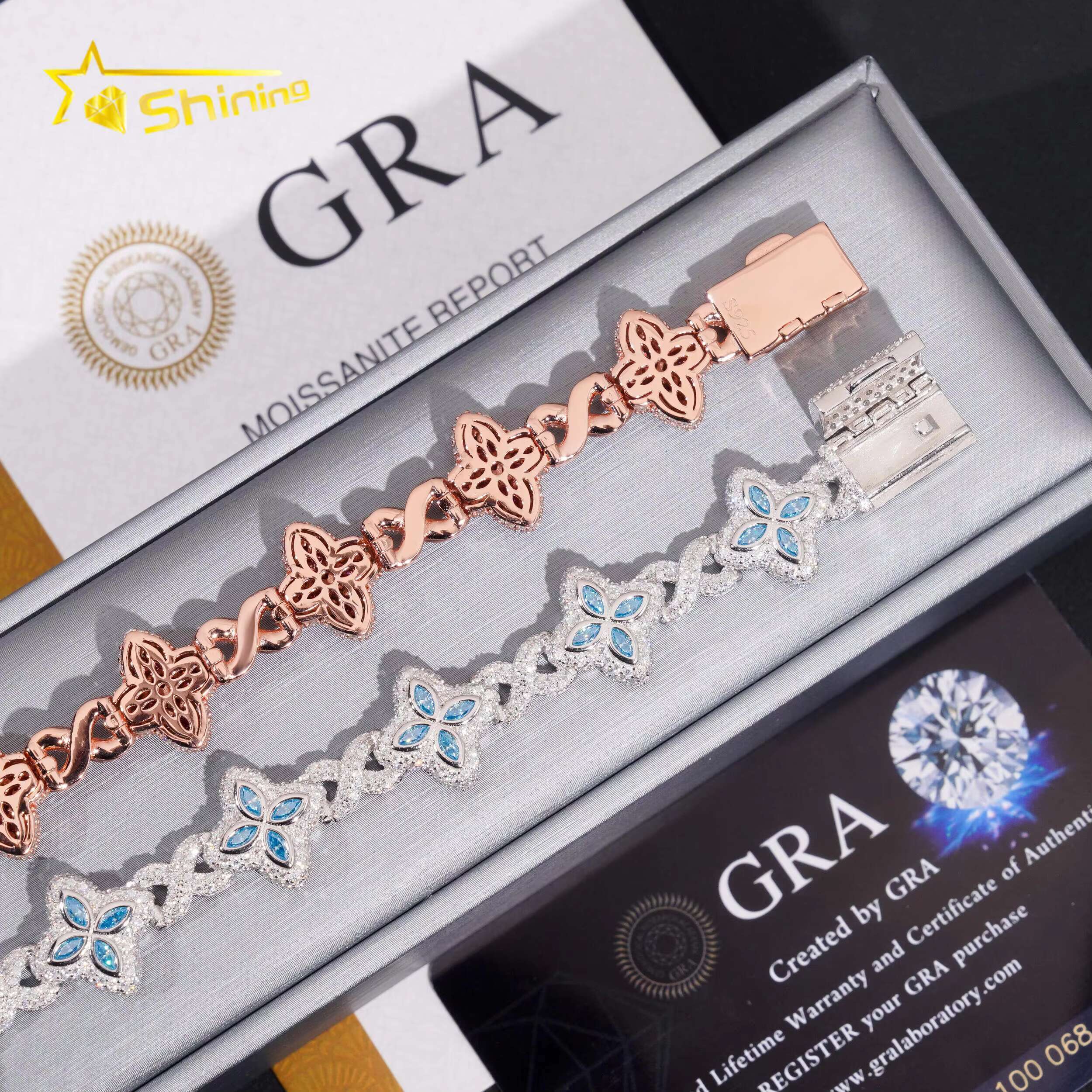 New Design Iced Out Colors Moissanite Cuban Link Chain Sterling Silver 925 Moissanite 15mm Bracelets Hip Hop Mens Jewelry
