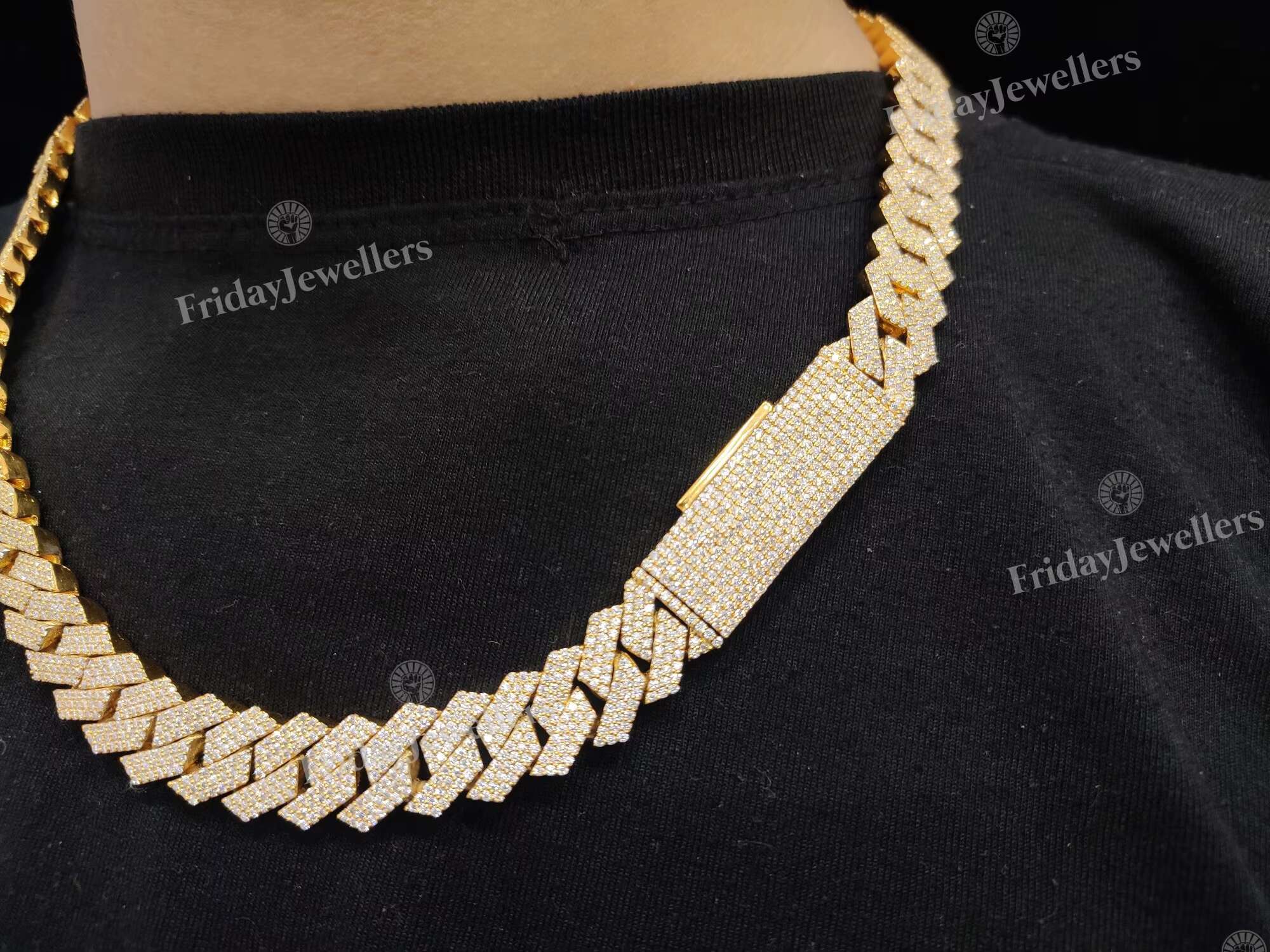 13MM 20 Inches New Designed Hip Hop Iced Out Cuban Chain Necklace VVS Clarity Moissanite Diamond Mens Cuban at Factory Price